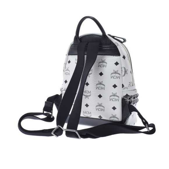 MCM Backpack Studded White Calfskin Daypack by - Picture 2 of 12